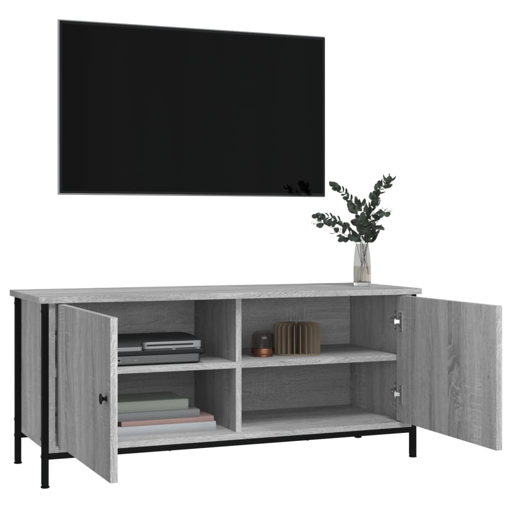 TV Cabinet with Doors Grey Sonoma 102x35x45 cm Engineered Wood
