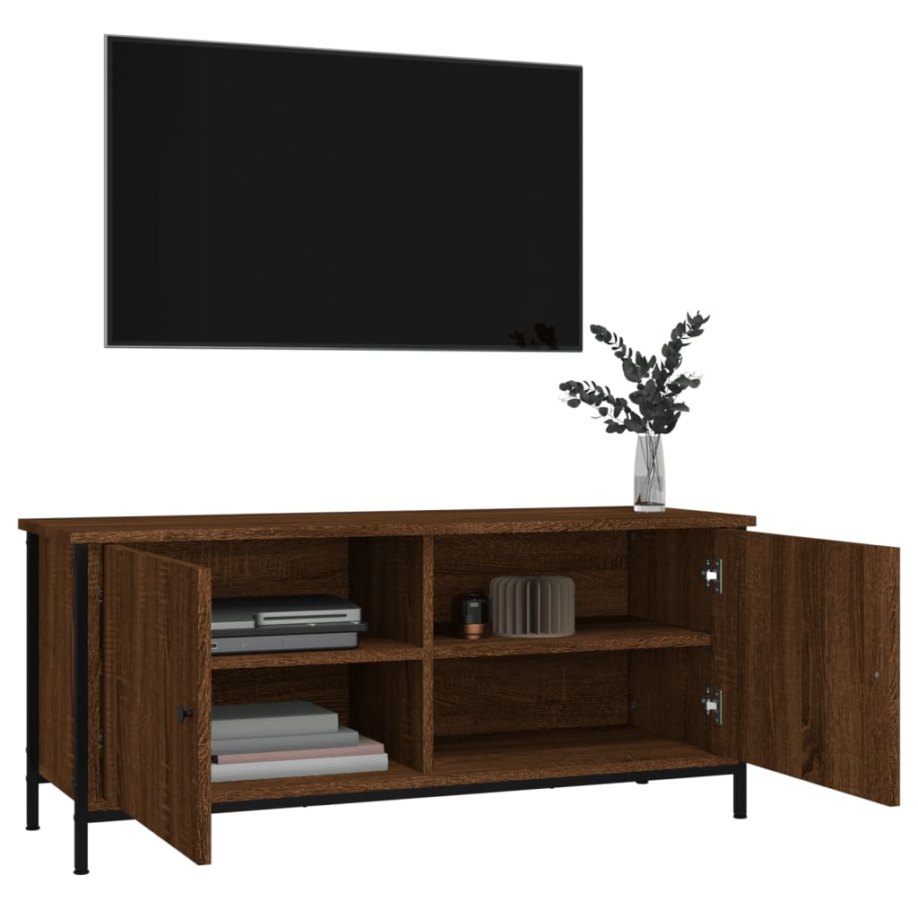 vidaXL TV Cabinet with Doors Brown Oak 102x35x45 cm Engineered Wood