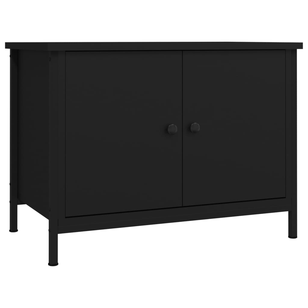 vidaXL TV Cabinet with Doors Black 60x35x45 cm Engineered Wood