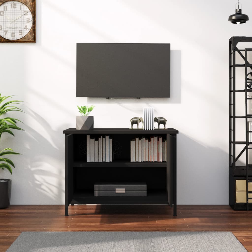 vidaXL TV Cabinet with Doors Black 60x35x45 cm Engineered Wood