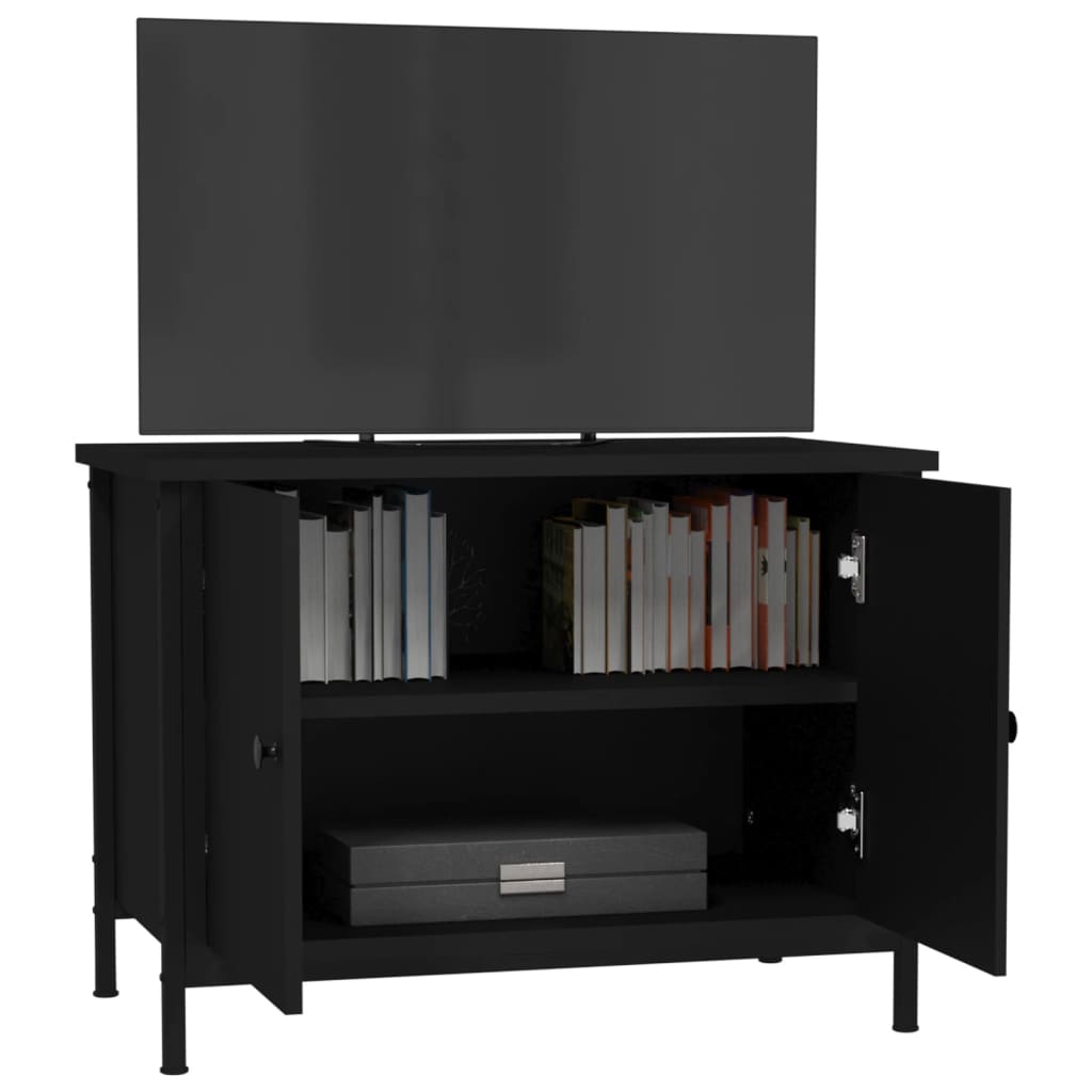 vidaXL TV Cabinet with Doors Black 60x35x45 cm Engineered Wood