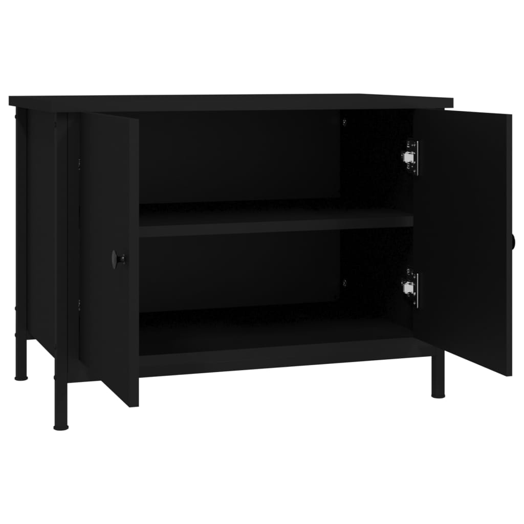 vidaXL TV Cabinet with Doors Black 60x35x45 cm Engineered Wood