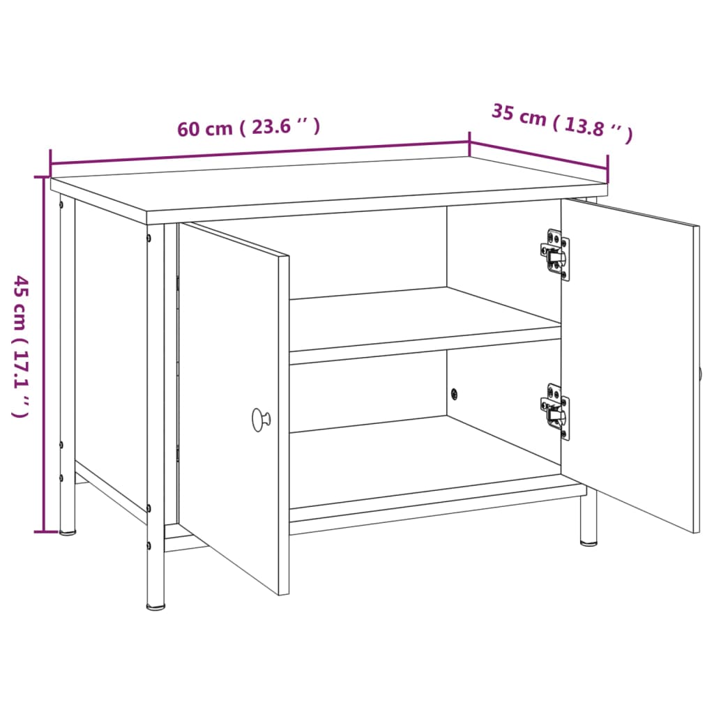 vidaXL TV Cabinet with Doors Black 60x35x45 cm Engineered Wood