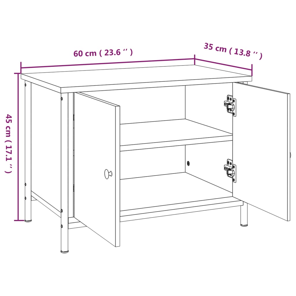 vidaXL TV Cabinet with Doors Sonoma Oak 60x35x45 cm Engineered Wood