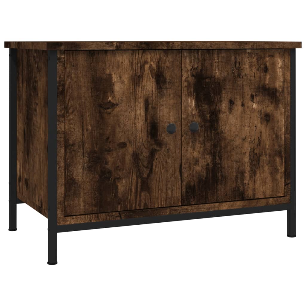 TV Cabinet with Doors Smoked Oak 60x35x45 cm Engineered Wood