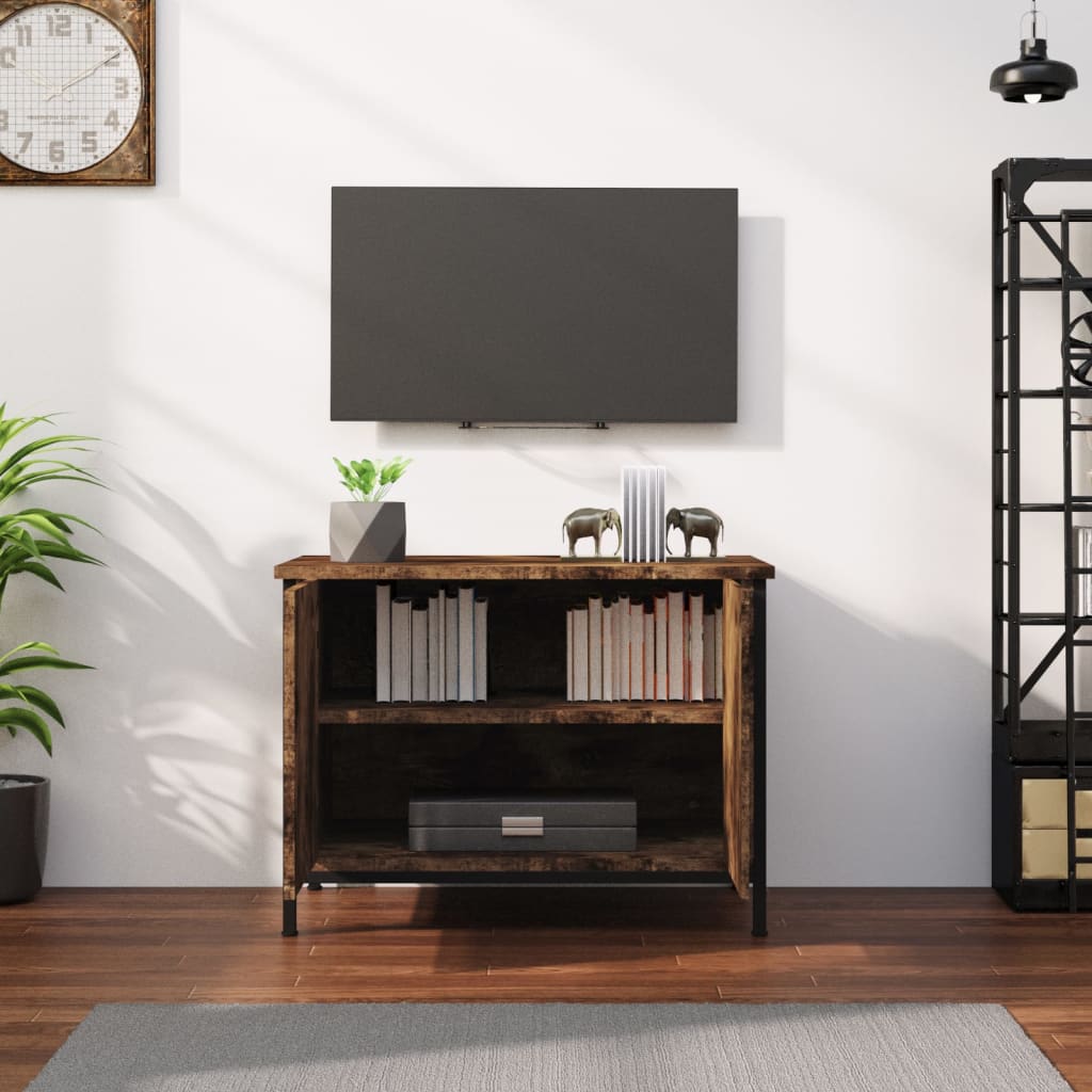 TV Cabinet with Doors Smoked Oak 60x35x45 cm Engineered Wood
