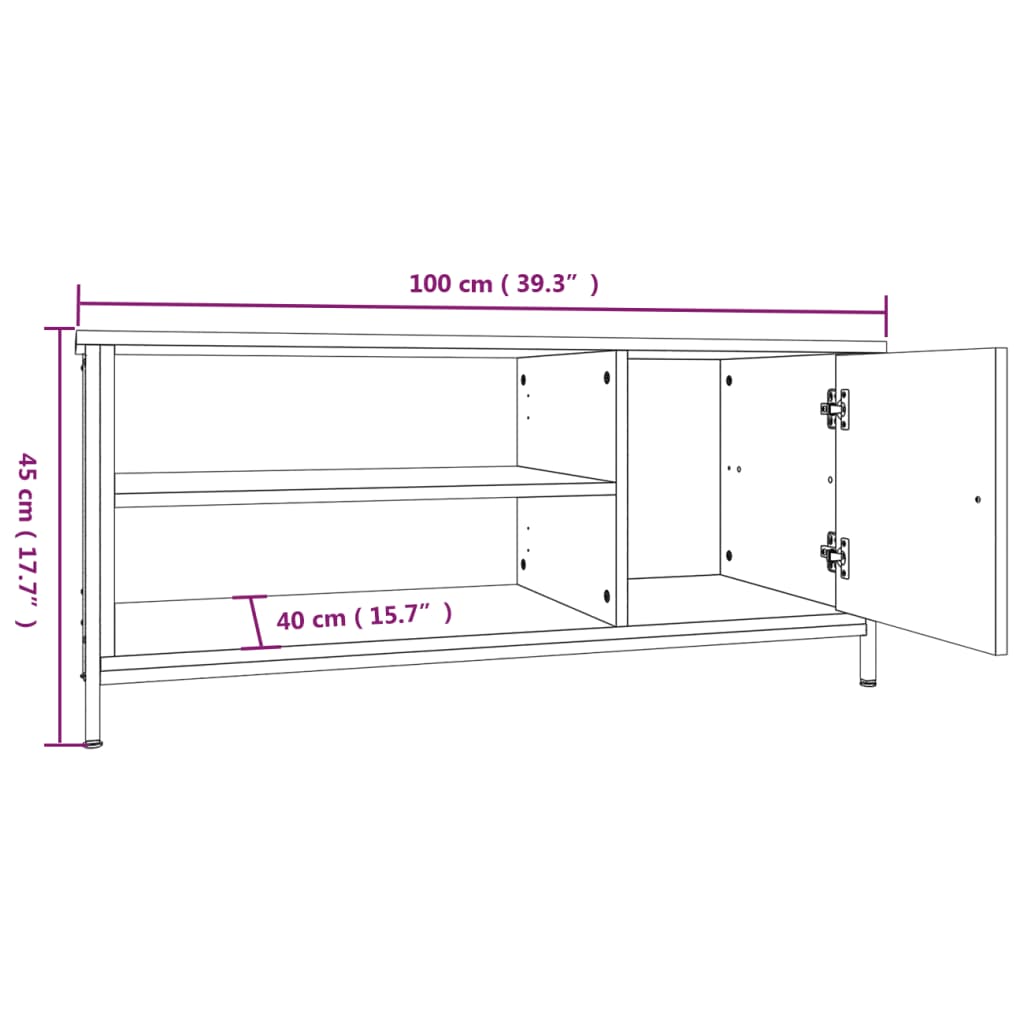 TV Cabinet Smoked Oak 100x40x45 cm Engineered Wood