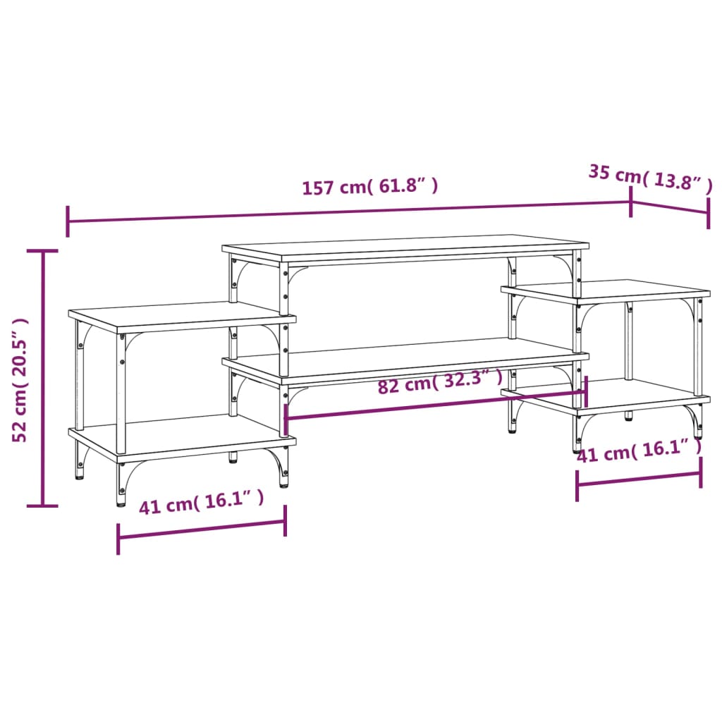 vidaXL TV Cabinet Brown Oak 157x35x52 cm Engineered Wood