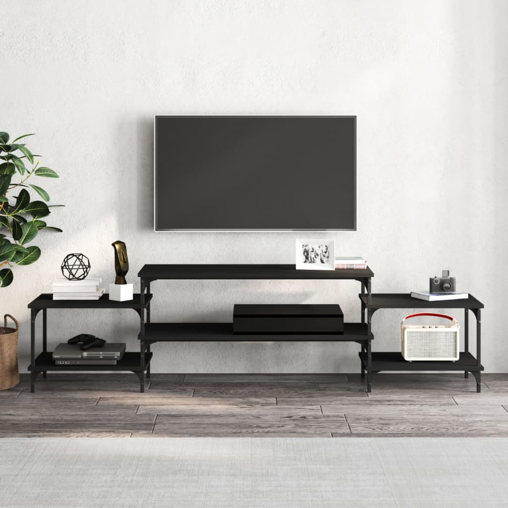 vidaXL TV Cabinet Black 197x35x52 cm Engineered Wood