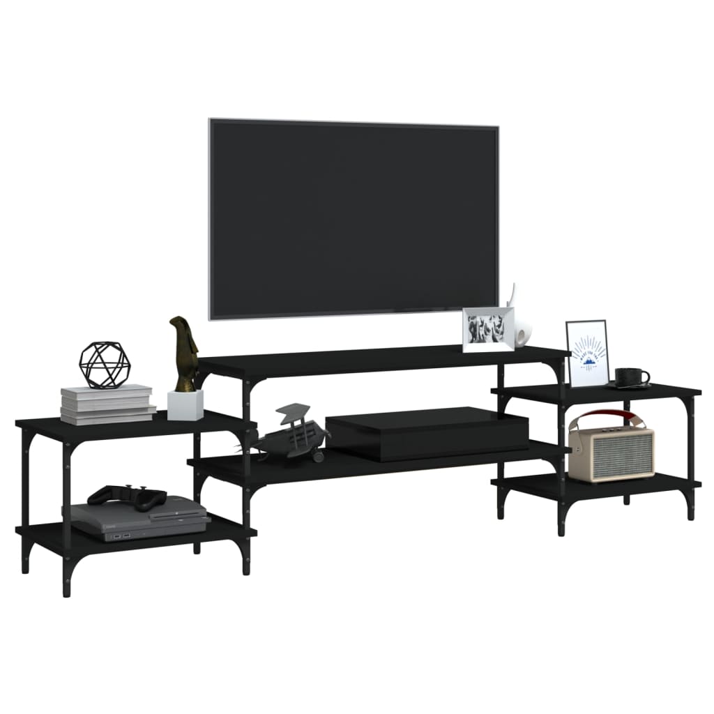 vidaXL TV Cabinet Black 197x35x52 cm Engineered Wood