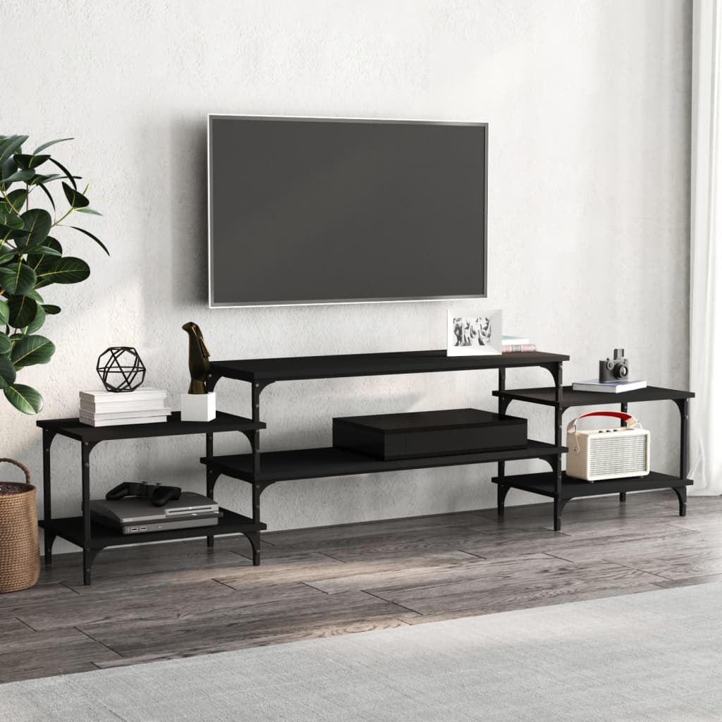 vidaXL TV Cabinet Black 197x35x52 cm Engineered Wood