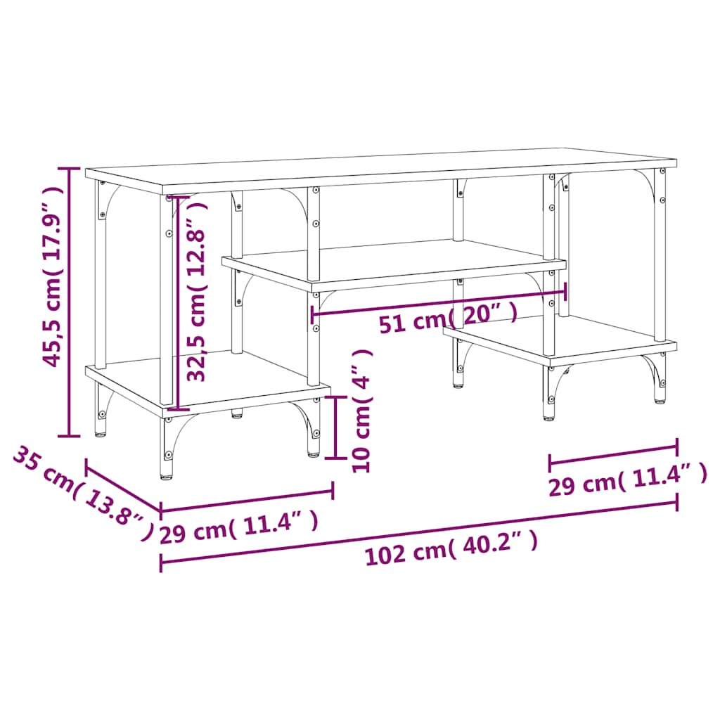 TV Cabinet Grey Sonoma 102x35x45,5 cm Engineered Wood