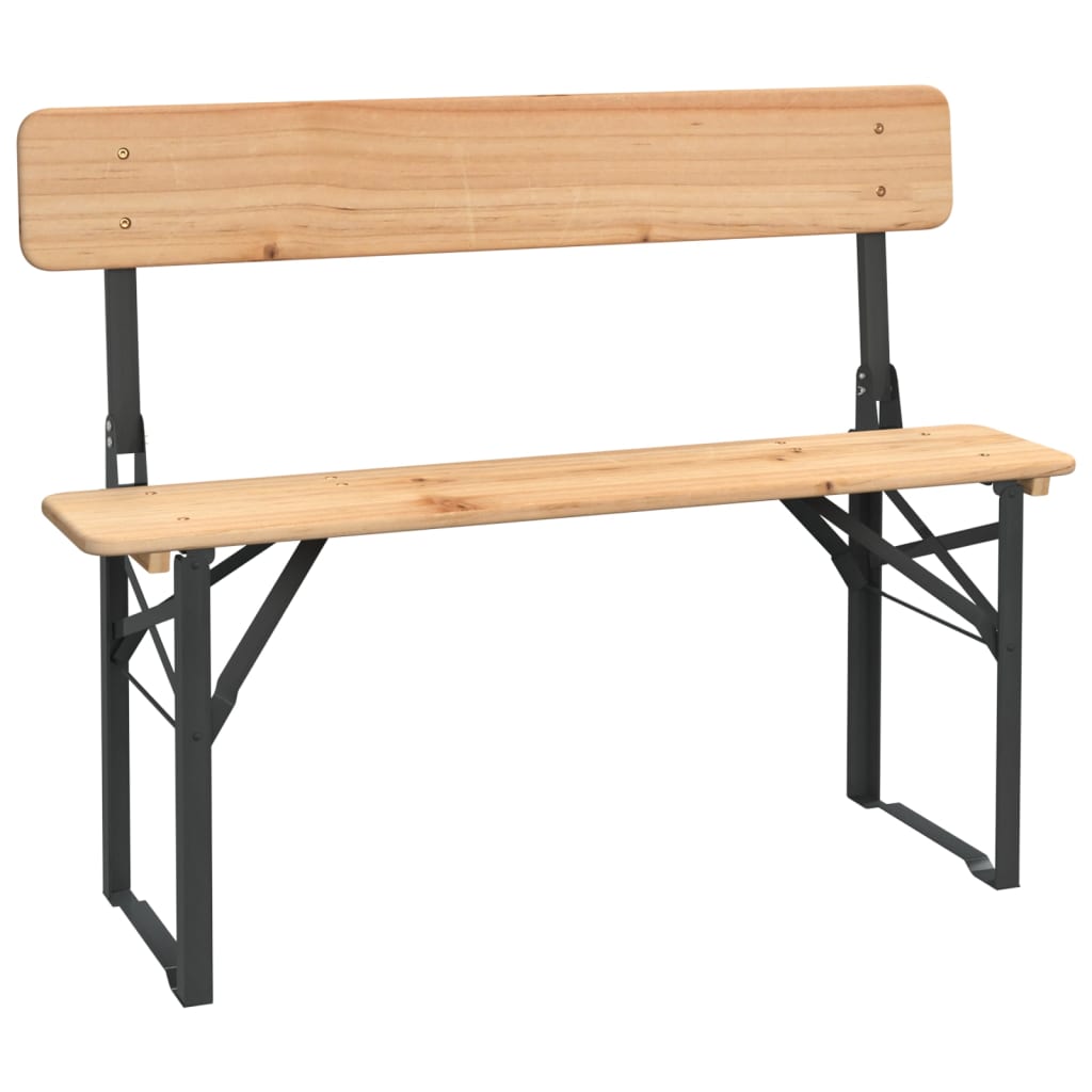 3 Piece Folding Beer Table Set Solid Wood Fir