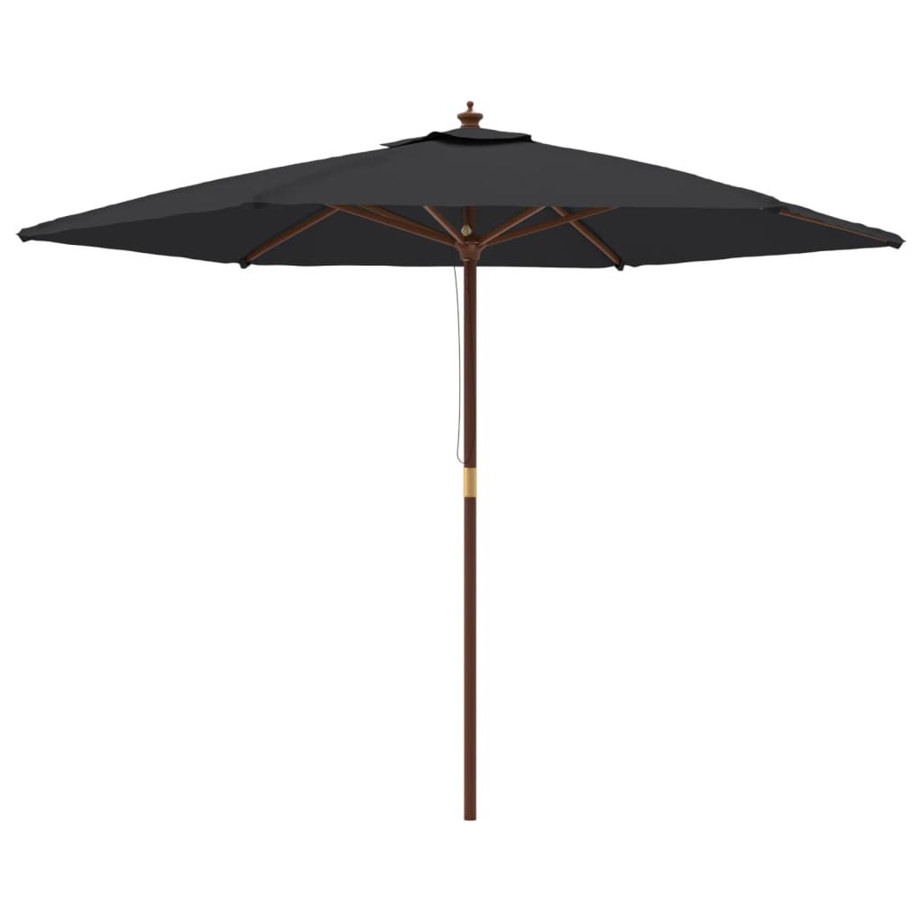 vidaXL Garden Parasol with Wooden Pole Black 299x240 cm