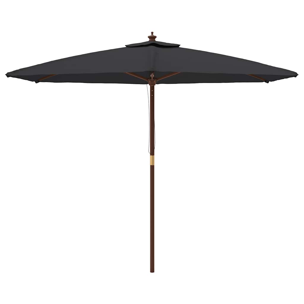 Garden Parasol with Wooden Pole Black 299x240 cm