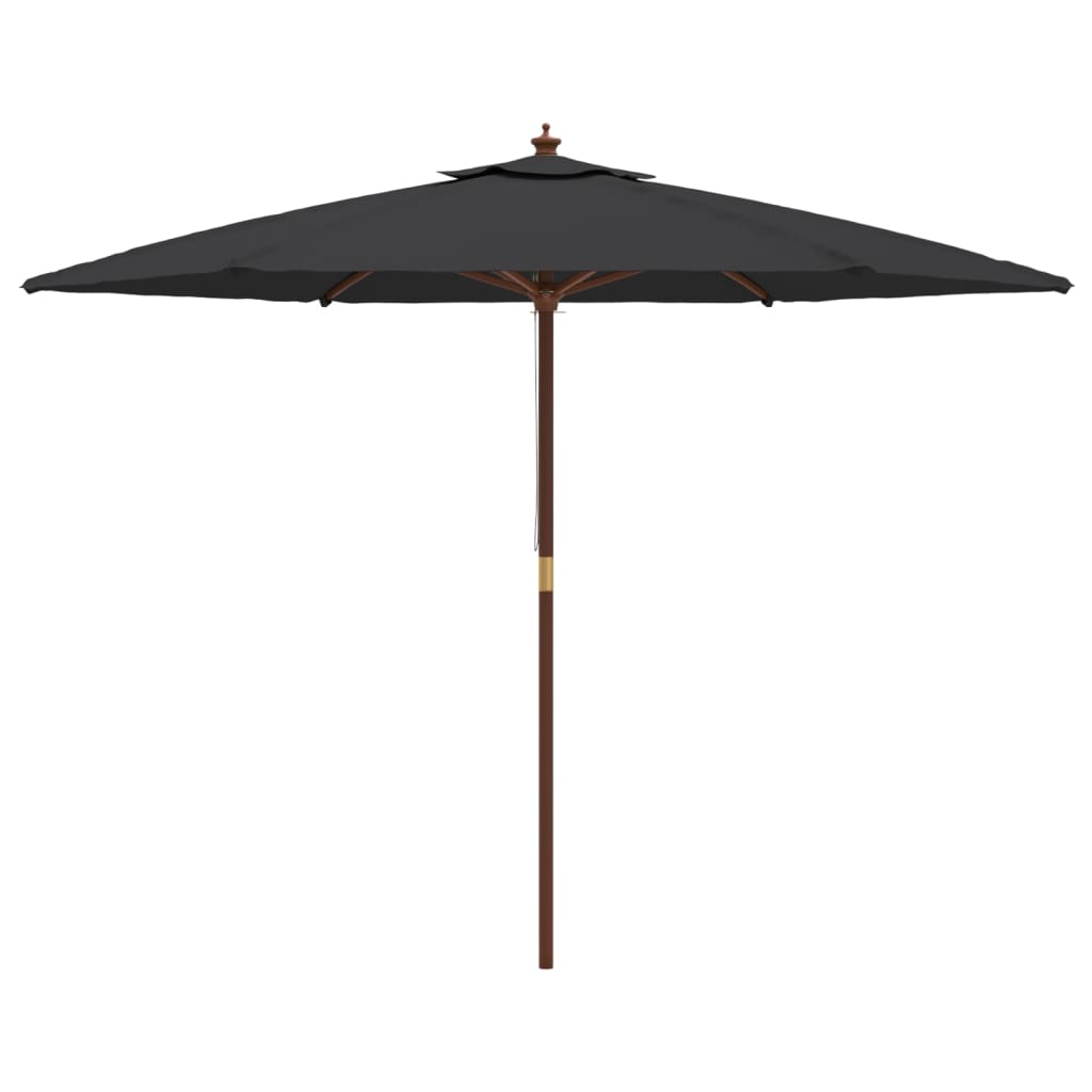 vidaXL Garden Parasol with Wooden Pole Black 299x240 cm