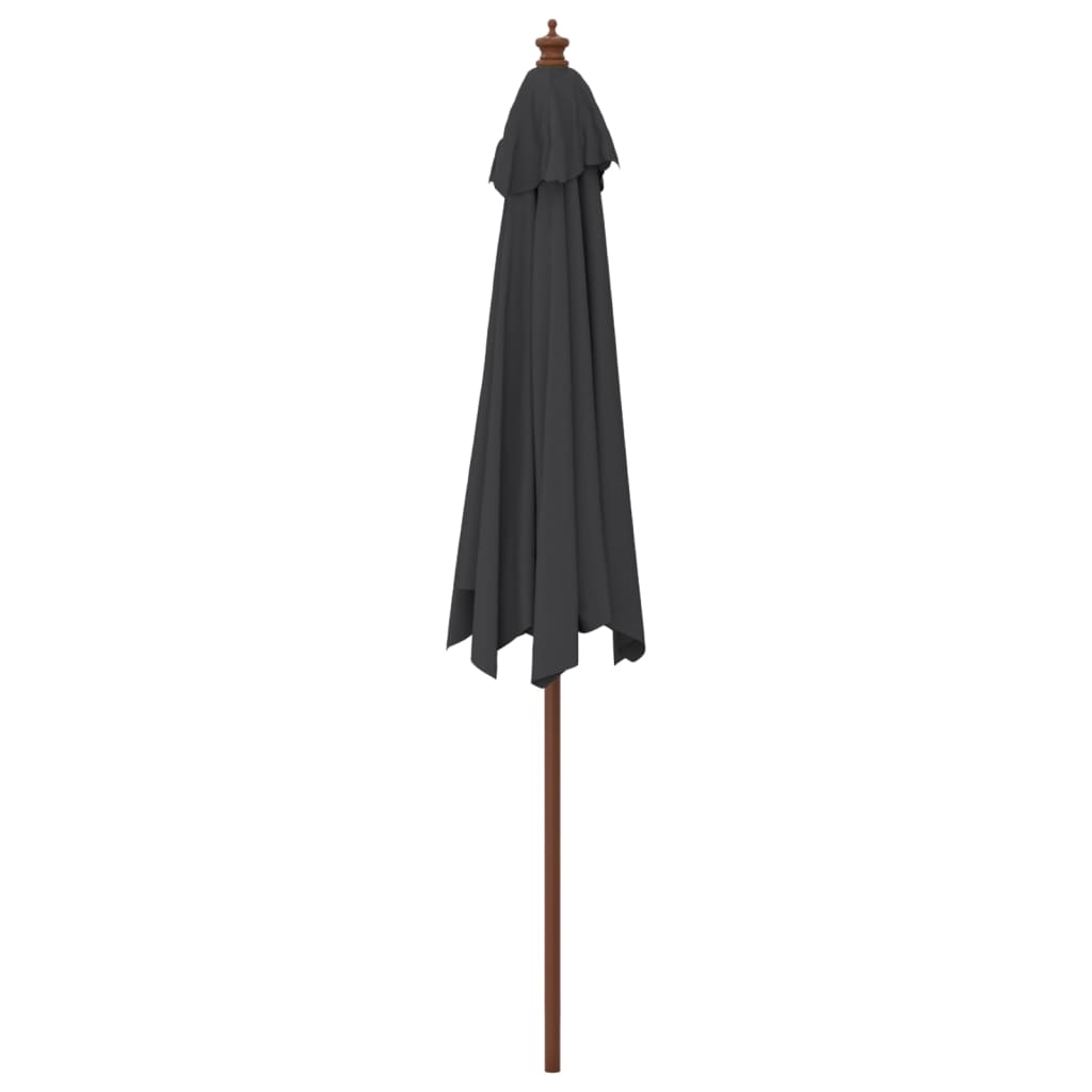 vidaXL Garden Parasol with Wooden Pole Black 299x240 cm