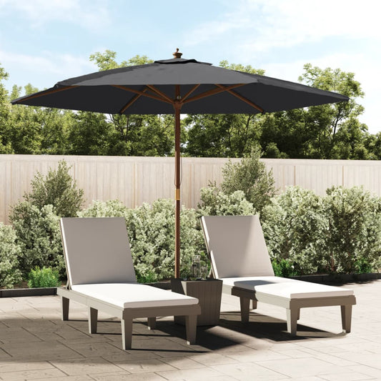 vidaXL Garden Parasol with Wooden Pole Black 299x240 cm