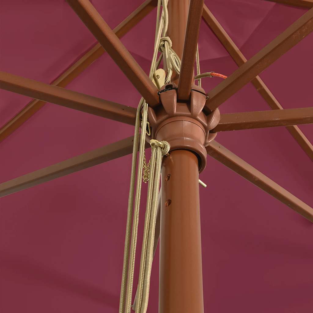 Garden Parasol with Wooden Pole Bordeaux Red 400x273 cm