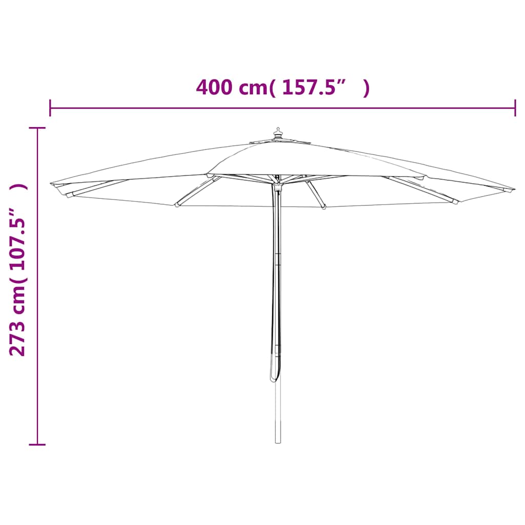 Garden Parasol with Wooden Pole Bordeaux Red 400x273 cm