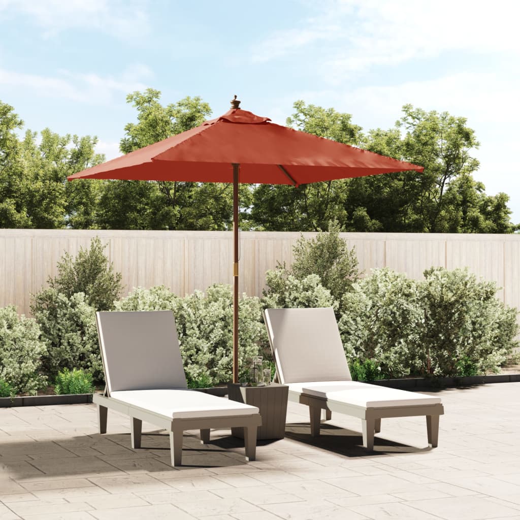 Garden Parasol with Wooden Pole Terracotta 198x198x231 cm