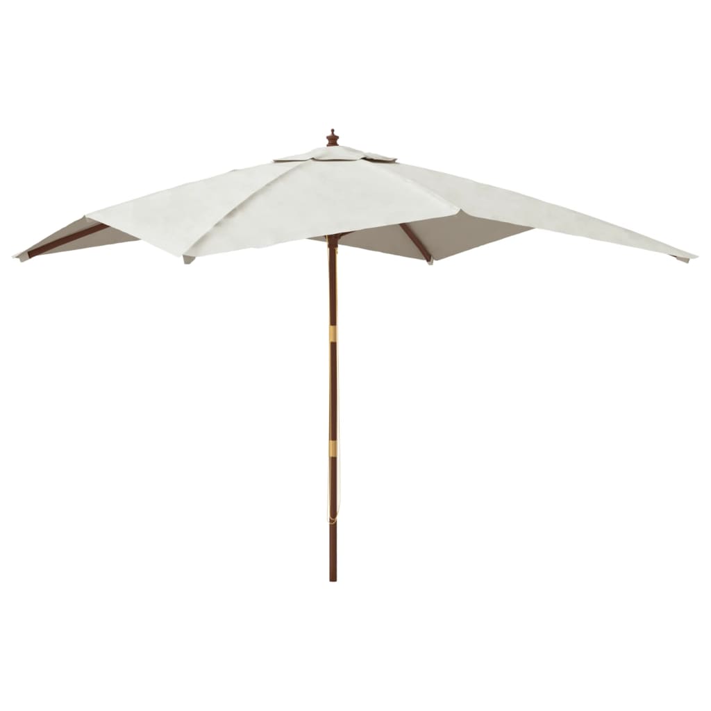 Garden Parasol | Sand | Polyester, Solid Hardwood, Laminated Bamboo