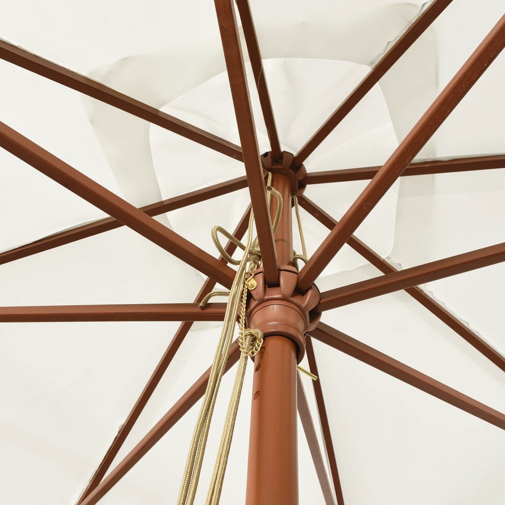Garden Parasol | Sand | Polyester, Solid Hardwood, Laminated Bamboo