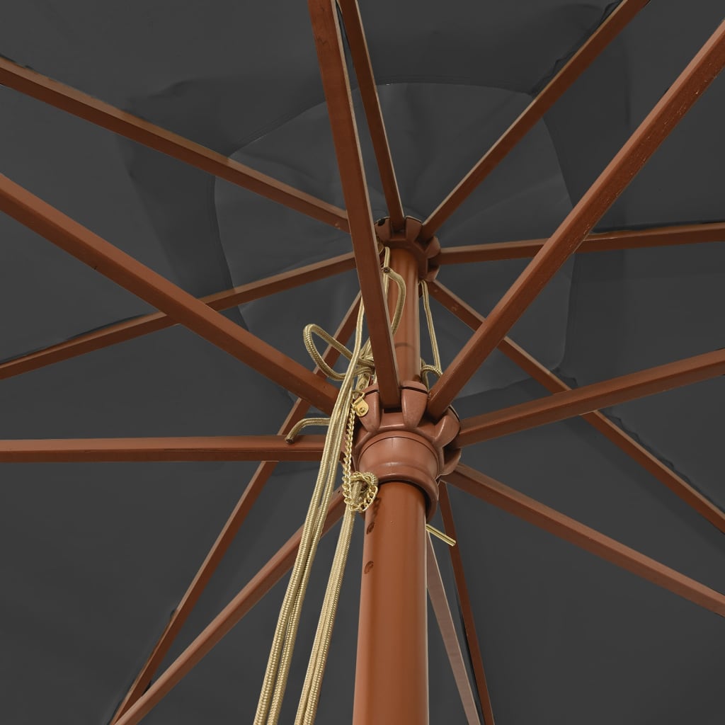 Garden Parasol with Wooden Pole Anthracite 300x300x273 cm