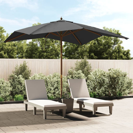 Garden Parasol | Anthracite | Polyester, Solid hardwood, Laminated bamboo