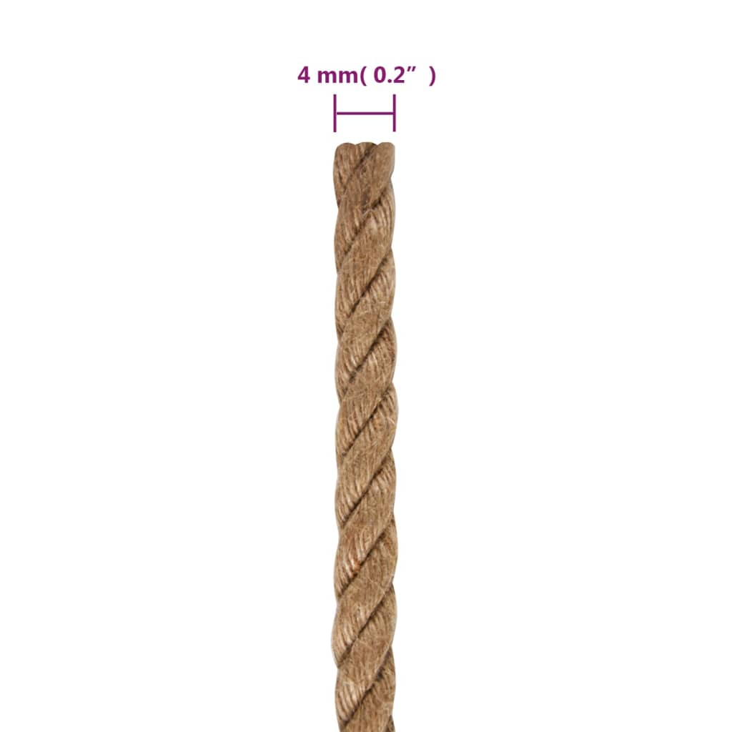 vidaXL Jute Rope 100 m Long 4 mm Thick
