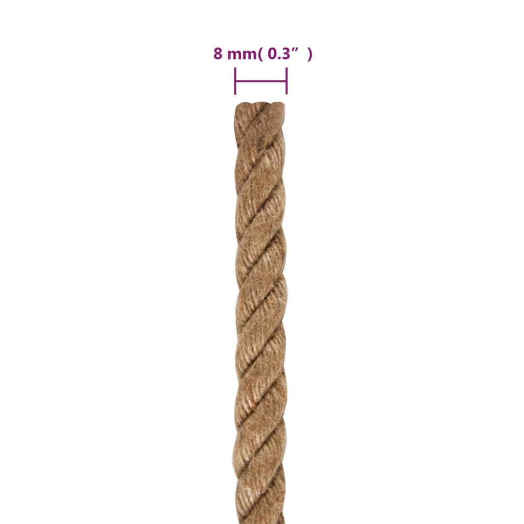 vidaXL Jute Rope 50 m Long 8 mm Thick