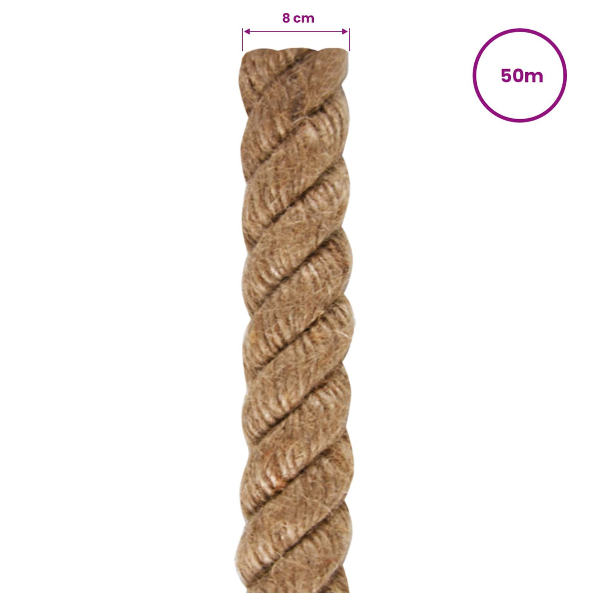 Jute Rope 50 m Long 8 mm Thick