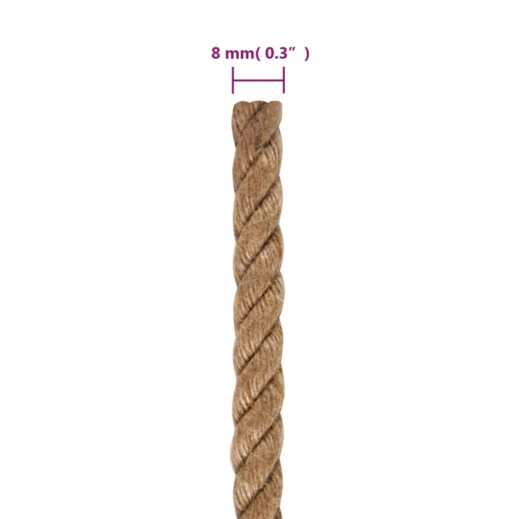 vidaXL Jute Rope 250 m Long 8 mm Thick