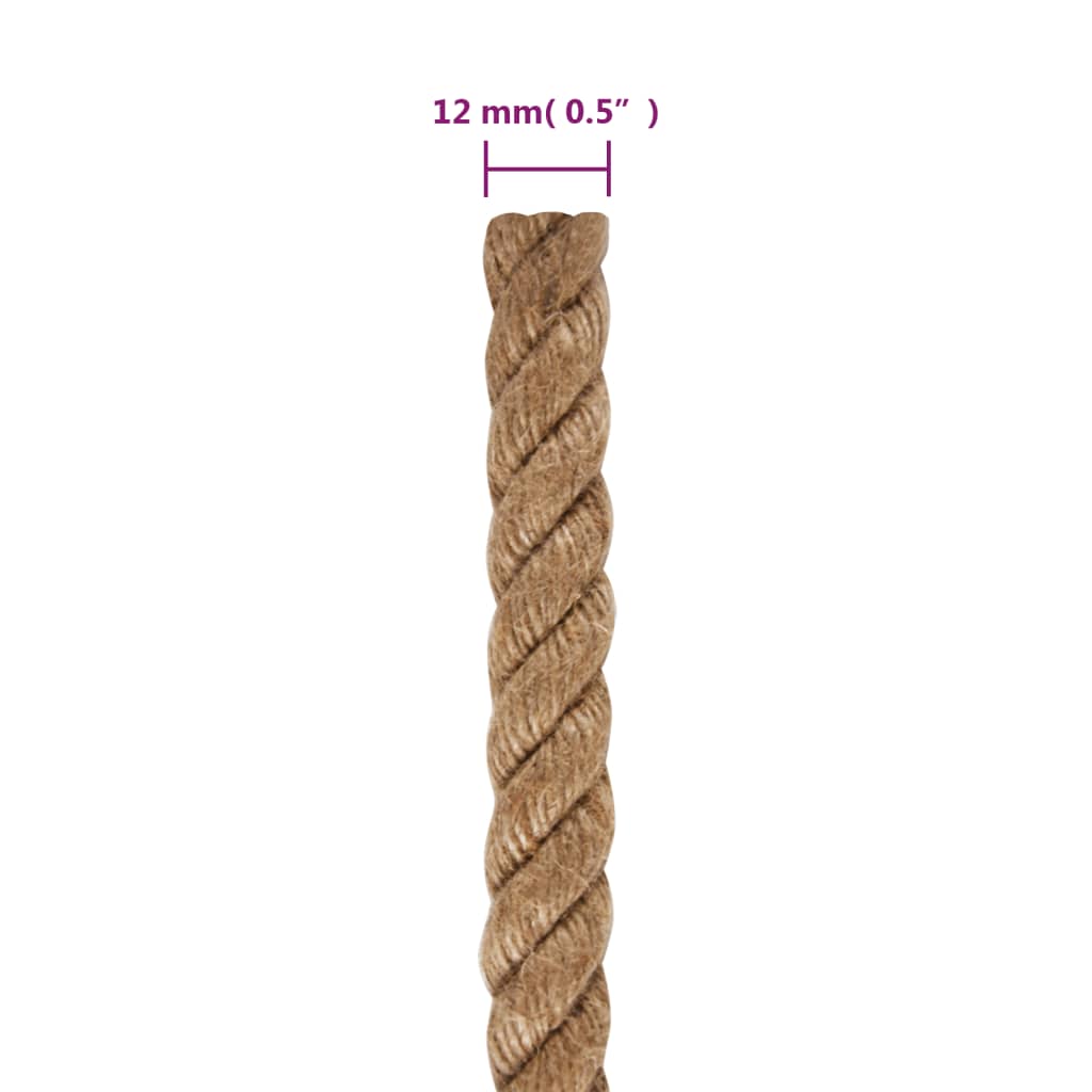 vidaXL Jute Rope 50 m Long 12 mm Thick