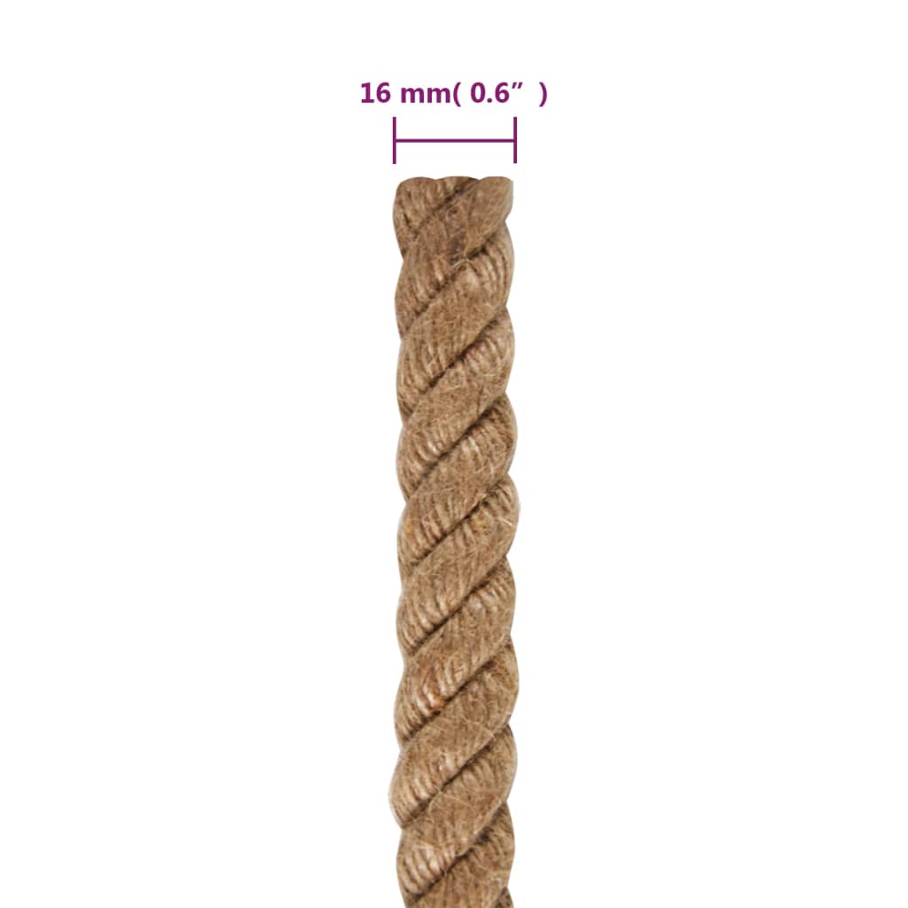 vidaXL Jute Rope 50 m Long 16 mm Thick