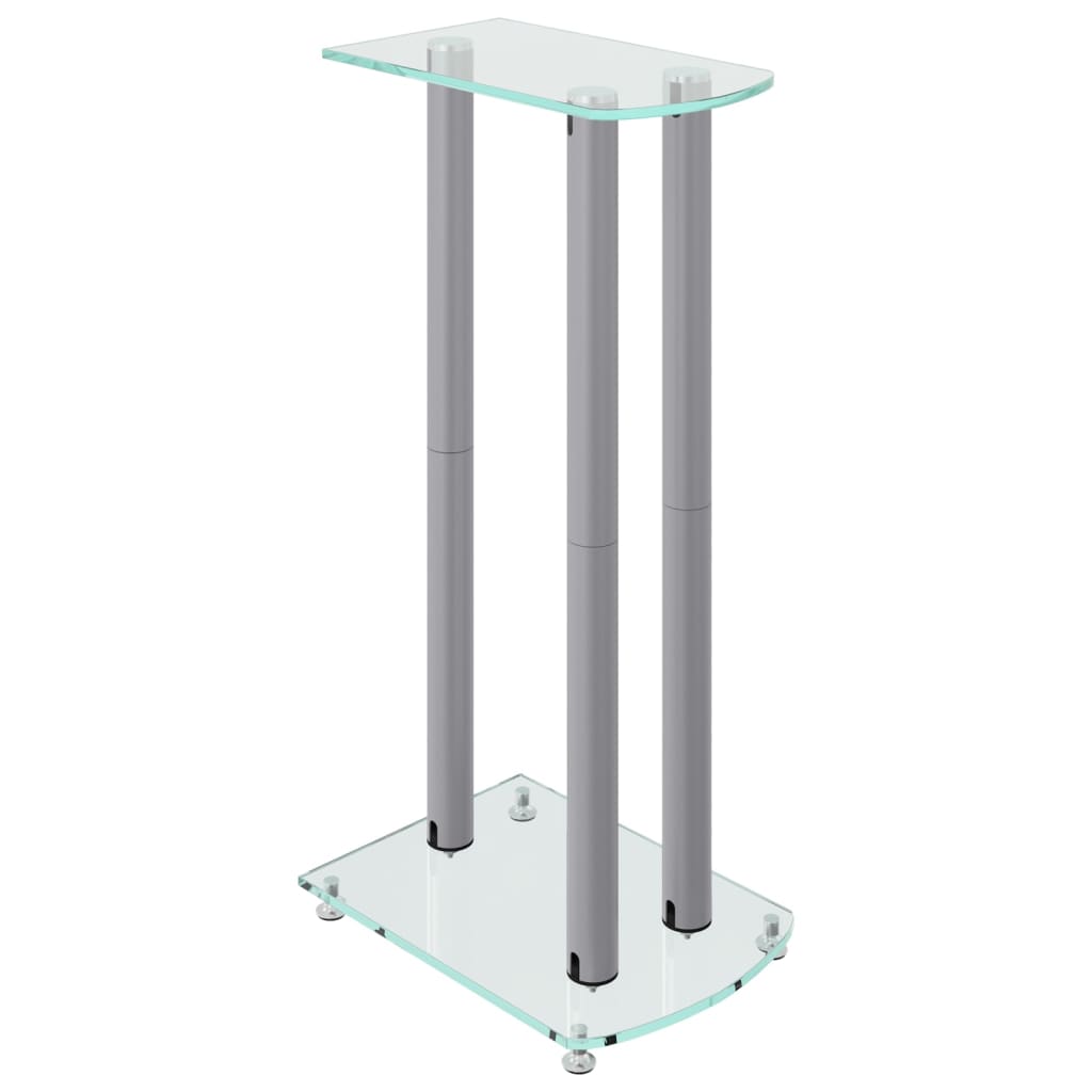 vidaXL Speaker Stands 2 pcs Silver Tempered Glass 3 Pillars Design