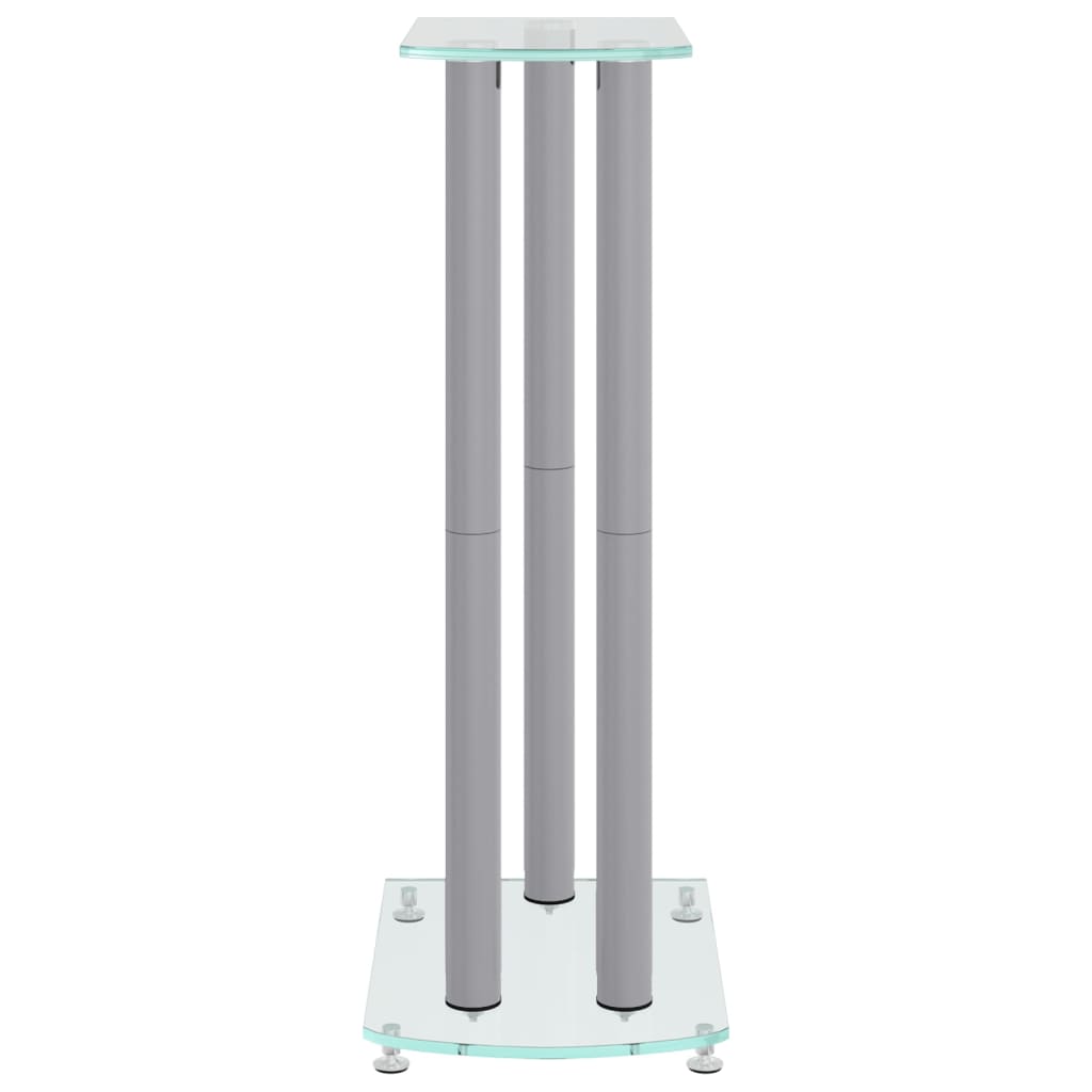 vidaXL Speaker Stands 2 pcs Silver Tempered Glass 3 Pillars Design