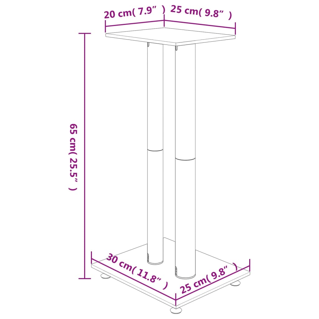 vidaXL Speaker Stands 2pcs Black&Silver Tempered Glass 2 Pillars Design