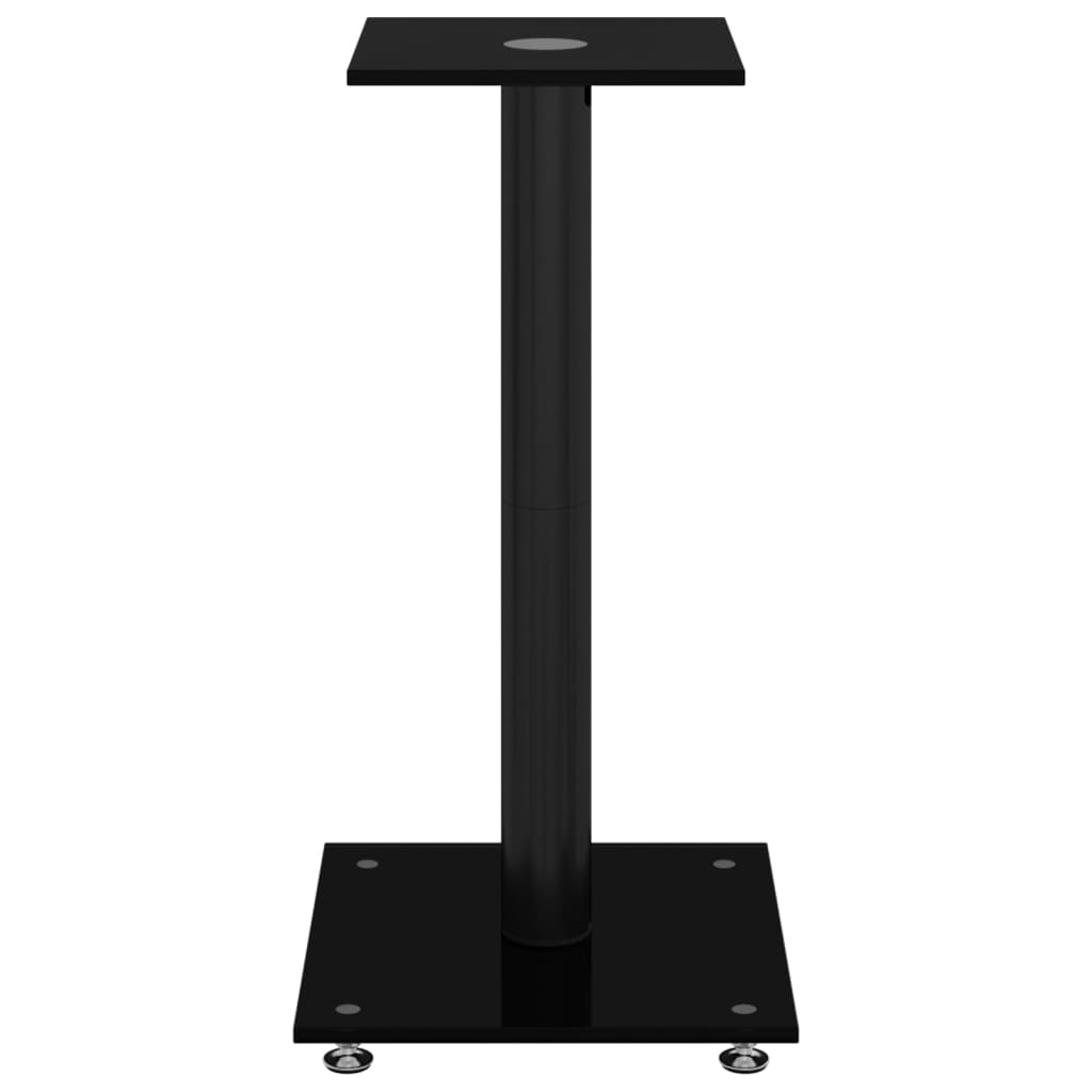 vidaXL Speaker Stands 2 pcs Black Tempered Glass 1 Pillar Design