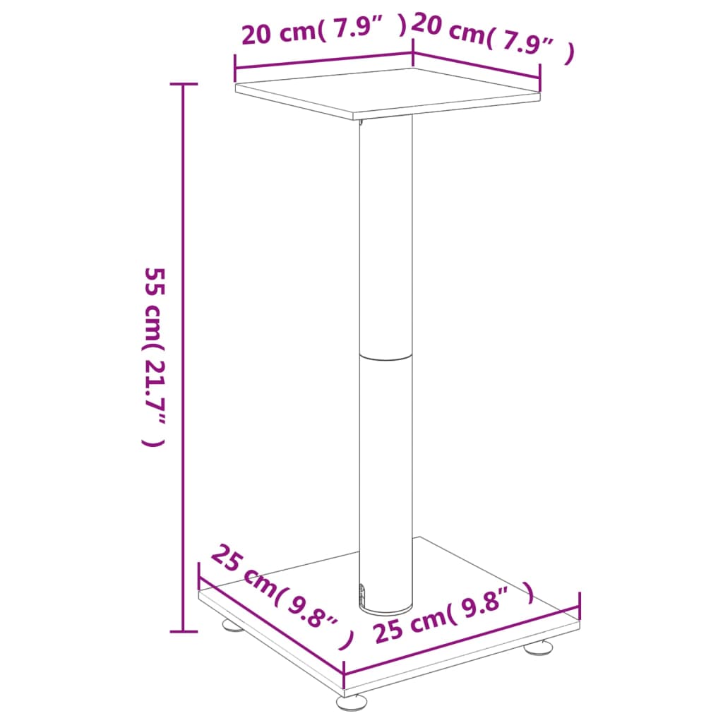 Speaker Stands 2 pcs Black Tempered Glass 1 Pillar Design