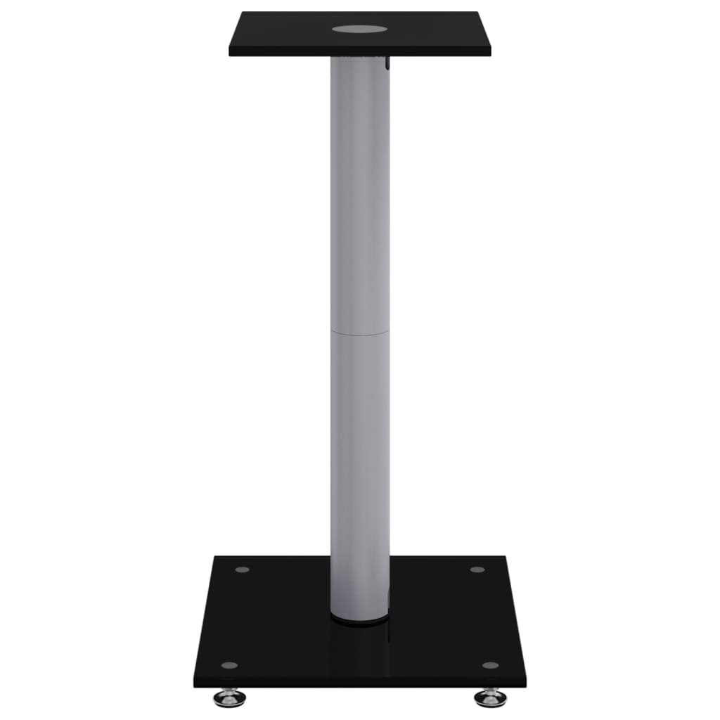 vidaXL Speaker Stands 2 pcs Black&Silver Tempered Glass 1 Pillar Design