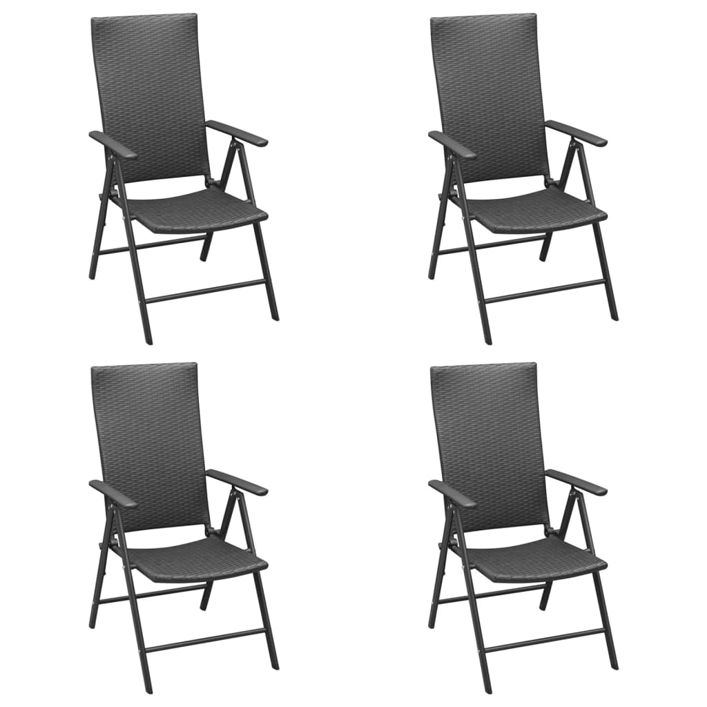 vidaXL 5 Piece Garden Dining Set Black Poly Rattan