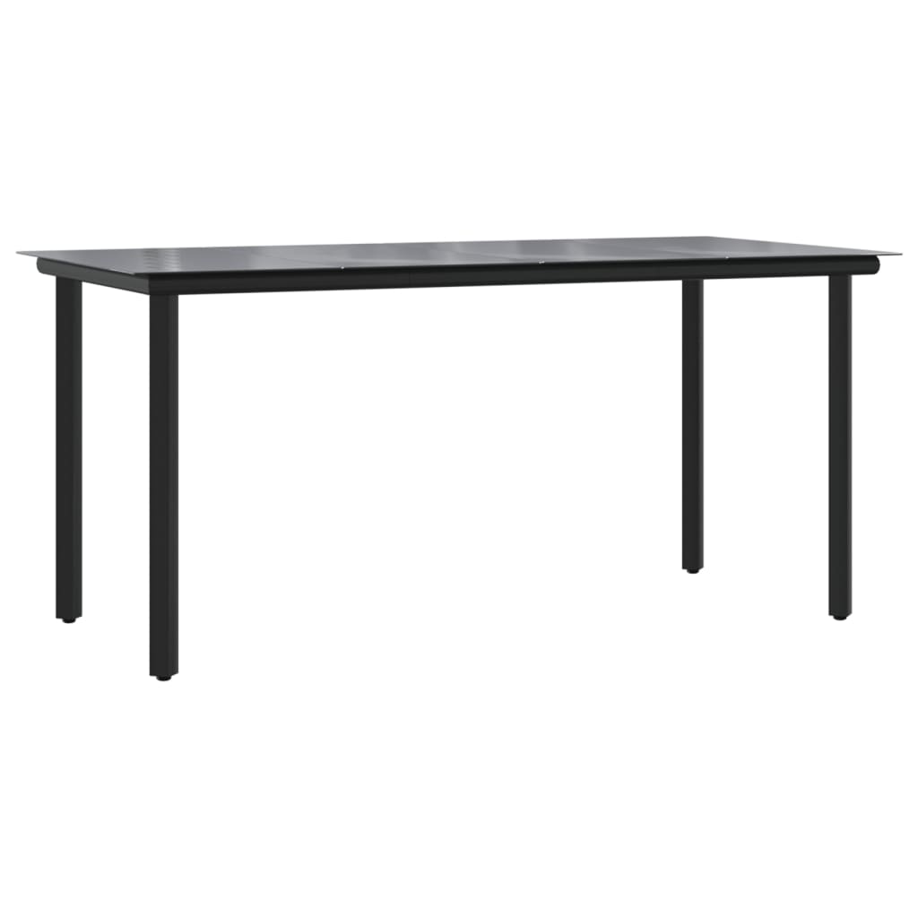 7 Piece Garden Dining Set Black Cotton Rope and Steel