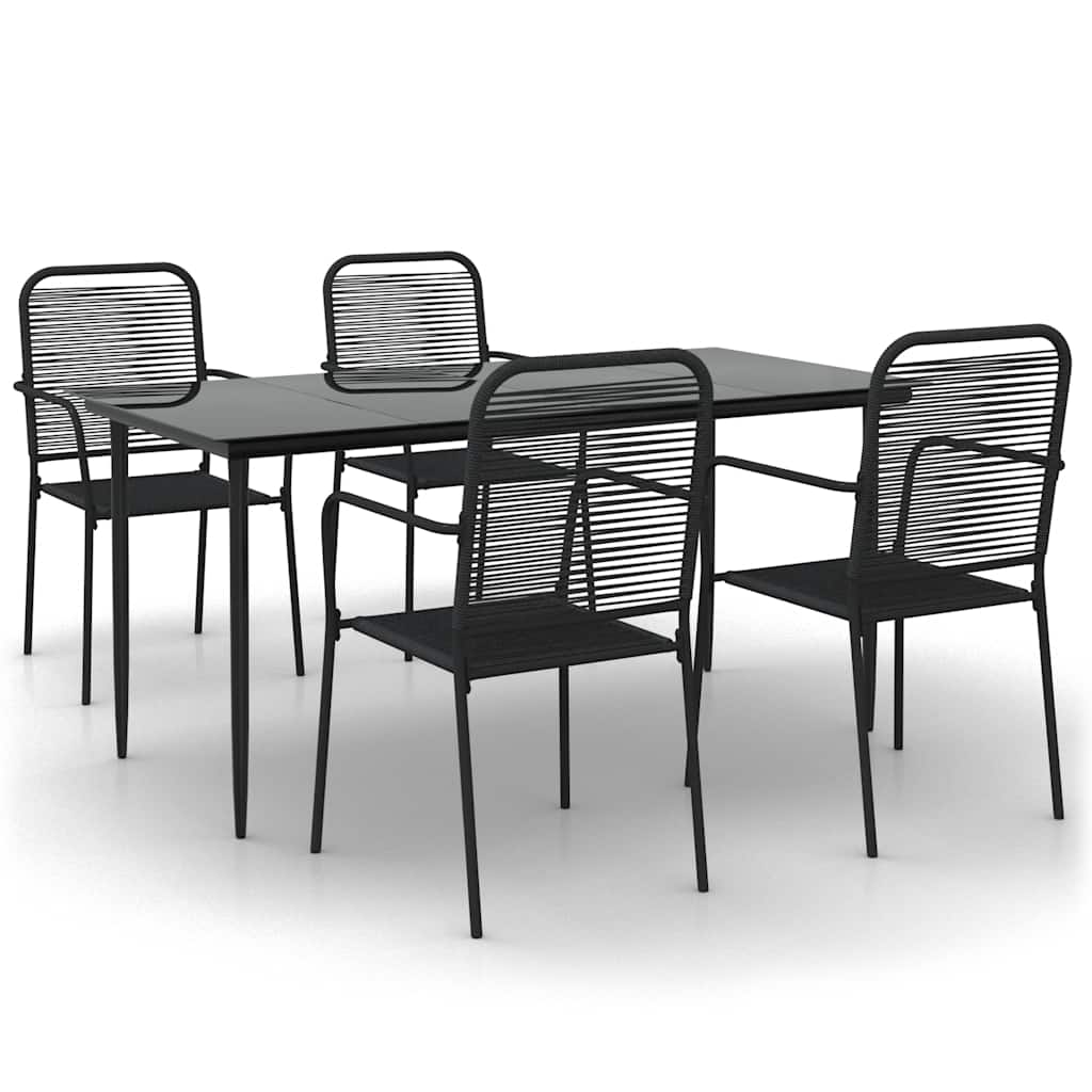 Garden Dining Set | Black | Cotton Rope | Medium | Stackable | Dining Set
