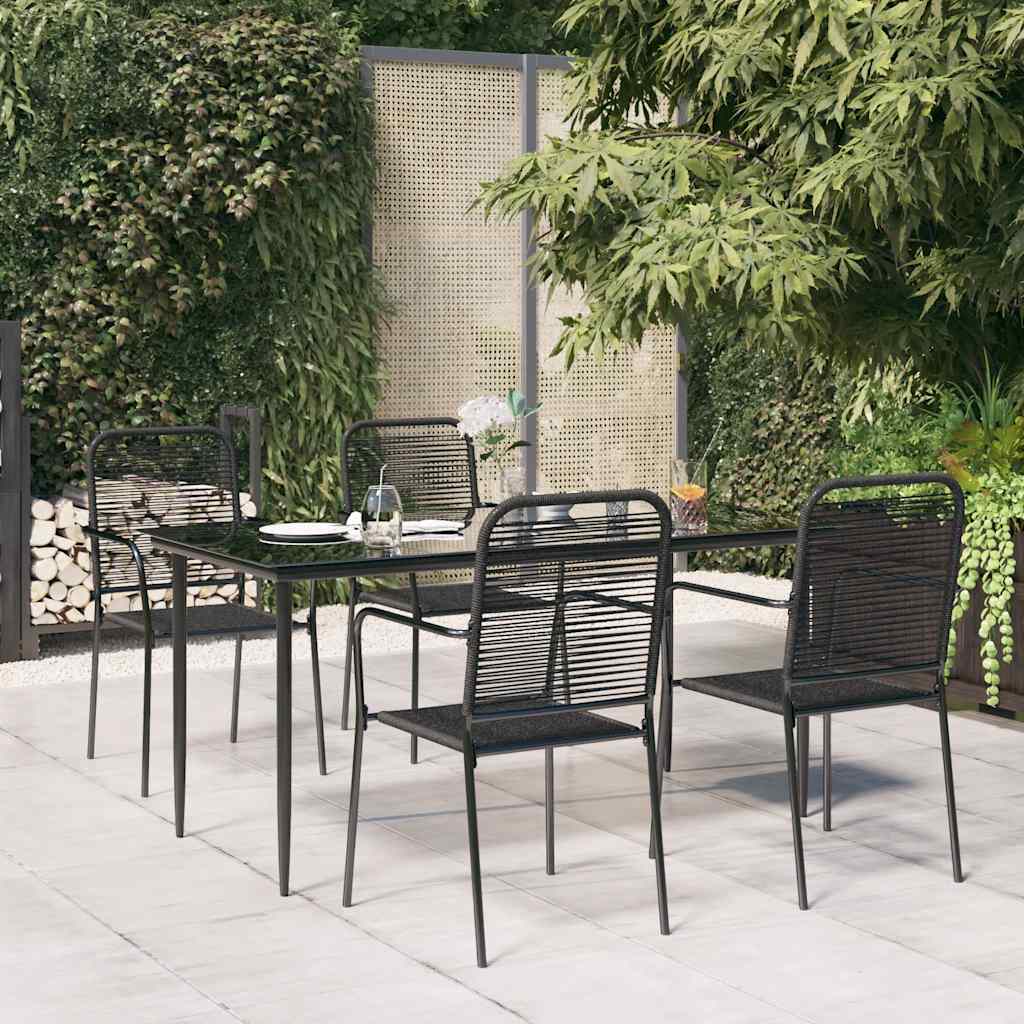 Garden Dining Set | Black | Cotton Rope | Medium | Stackable | Dining Set