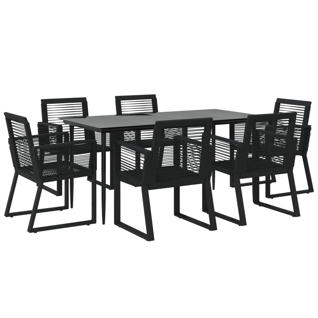 Garden Dining Set | Black | PVC Rattan | 7 Piece Set |  Durable