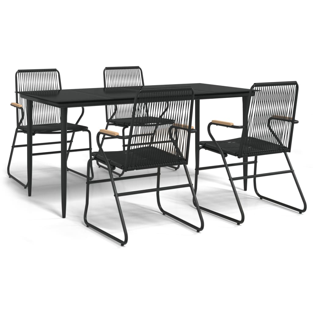 vidaXL 5 Piece Garden Dining Set Black PVC Rattan