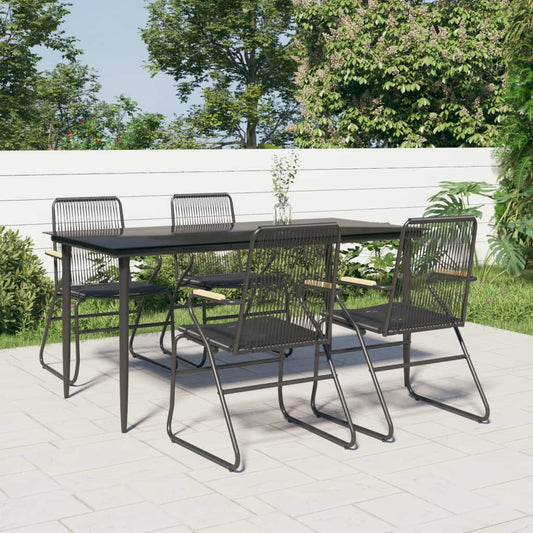 vidaXL 5 Piece Garden Dining Set Black PVC Rattan