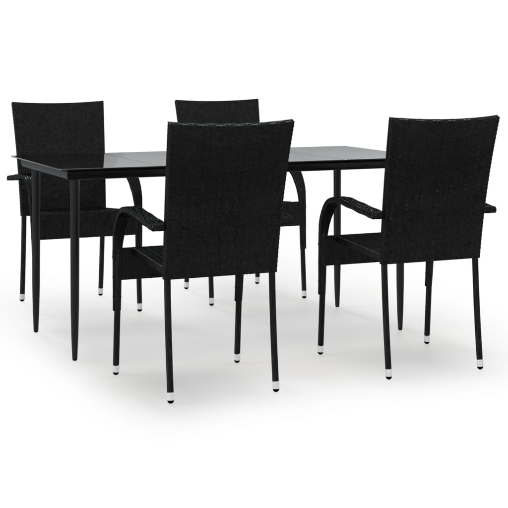 Garden Dining Set | Black | Poly Rattan | Standard | Foldable