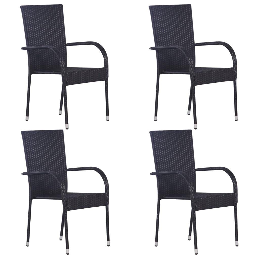 Garden Dining Set | Black | Poly Rattan | Standard | Foldable